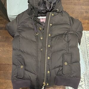Juicy Couture Short Puffer Jacket with Hood in Chocolate Brown- Size Youth M
